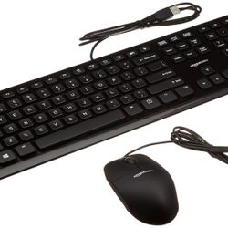 Amazon Basics Wired Computer Keyboard And Wired Mouse