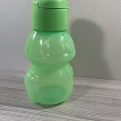 NEW Tupperware 12oz/350mL Kids Eco+ Flip Top Water Bottle Green Frog 