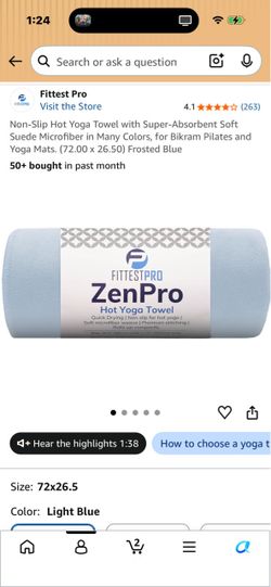 Non-Slip Hot Yoga Towel (72" x 26.5")