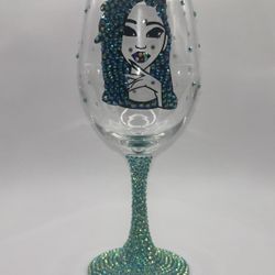 Hand Craft Turquoise Woman On Stem Wine Glass