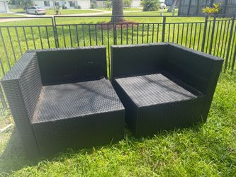Black Wicker Outdoor Sectional Chairs Set of 2