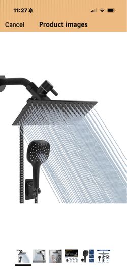 NearMoon Shower Head with Hose, High Pressure Stainless Steel Rain Shower and 3 Settings Handheld Spray Combo with Push Button Flow Control (12 Inch, 