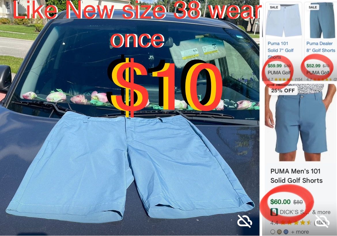 $10 Like New Men Golf Shorts 🩳 size 38 in mint condition use once