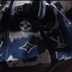 Louis Vuitton Keepall Bandouliere 50 Escape Blue Monogram LV Weekend Travel Bag