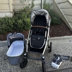UPPAbaby Vista V2 Stroller (Gregory) + Bassinet + Accessories