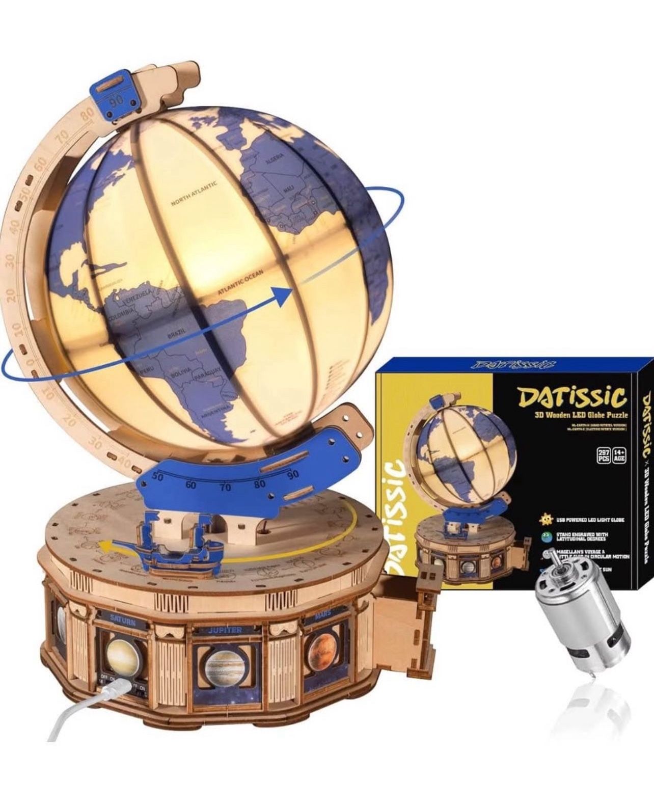 Brandnew 3D Wooden Puzzles for Adults Christmas Day Gifts - LED Illuminated Wood Globes Arts and Crafts for Adults to Build, Puzzle Box DIY Craft Kits