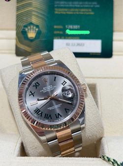 2022 Rolex datejust Wimbledon dial rose gold stainless steel