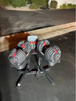 Bowflex Adjustable Dumbbells (Pair) + Official Bowflex Stand
