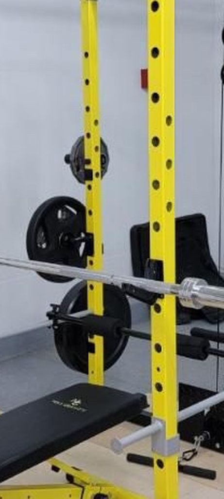 COMPLETE SET Squat Rack Fully Adjustable Bench 3 Attachments 2 Pulley System