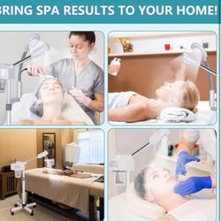 Professional 2 in 1 Facial Steamer for Face Deep Cleaning Ozone Face Steamer with 5X Magnifying Lamp Hot Mist Function 