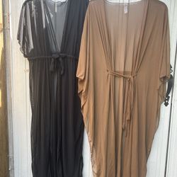 2 Pcs Lot Beach Coverup, New, Black and Brown