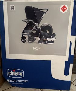 Brand New Chicco Bravo Sport Trio Travel System - Iron (Black)