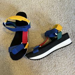 teva color block platform sandals 