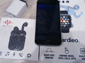 iPhone (SE) 32GB BUNDLE W/Jive Ear Buds & SmartWatch