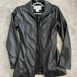 Black Faux Leather Jacket - Size Small