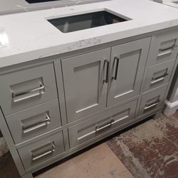 48" Solid Wood Bathroom Vanity with Quartz Top & Sink for $1050