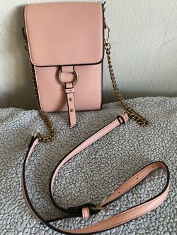 Pink Mini Crossbody Bag with Gold Chain Strap