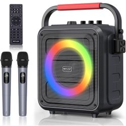 (New in Box) 
Karaoke Machine for Adults & Kids,Bluetooth Karaoke Speaker with Two Wireless Karaoke Microphones,PA System Speaker Supports TF Card/USB