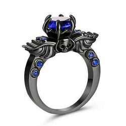 Size 7 Blue Skull Ring #00195