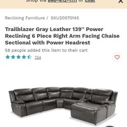 Grey Leather Sectional