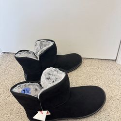 Skechers Womens Cozy Campfire Bunny Cuddles Black Ankle Boots Size 7.5