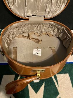 Vintage Samsonite Round Hat Box Train Case Suitcase Luggage Made