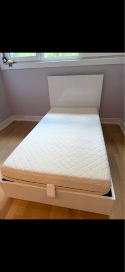 White Twin Bed with Mattress