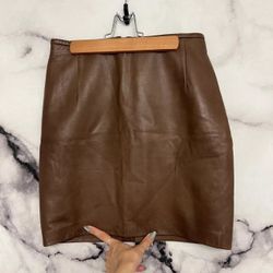 Real Leather Brown Skirt Size 4