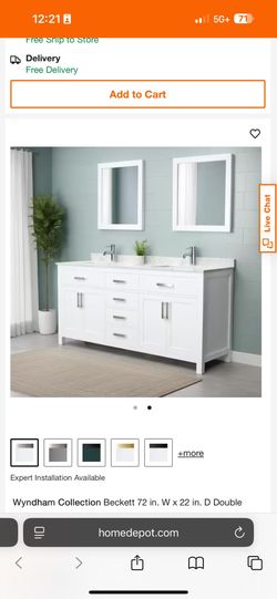 72 Inch X 22 W  Double Vanity In White With Marble Top