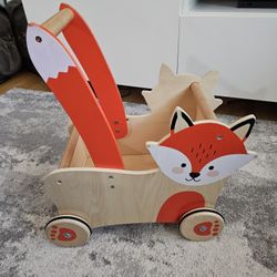 Wooden fox toy cart for kids