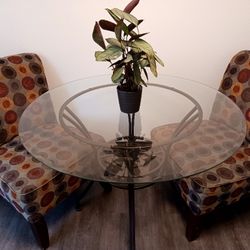 Glass/Iron Tables With Chairs