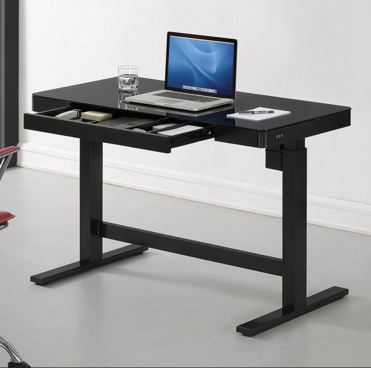 Adjustable Height Glass Desk 