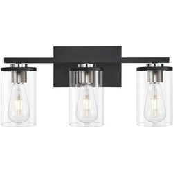 Bathroom Light Fixtures, 3-Light Industrial Bathroom Lights with Clear Glass Shades,