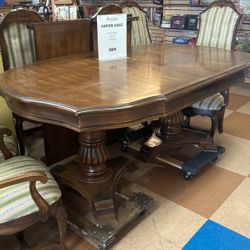 Vintage Large Dining Table 6 Chairs