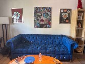 Blue diamond couch with coffee table
