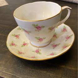 Duchess bone china england tea cup and saucer. est 1888 pink floral gold trim