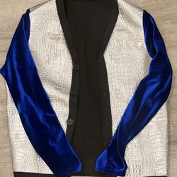 💎 Luxury Croc-Textured & Velvet Sleeve Jacket – Designer Statement Piece