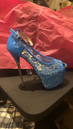 Blue Lace w/ strap stripper shoe