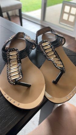 Bling sandals black and gold size 8