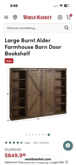 Barn door bookshelf