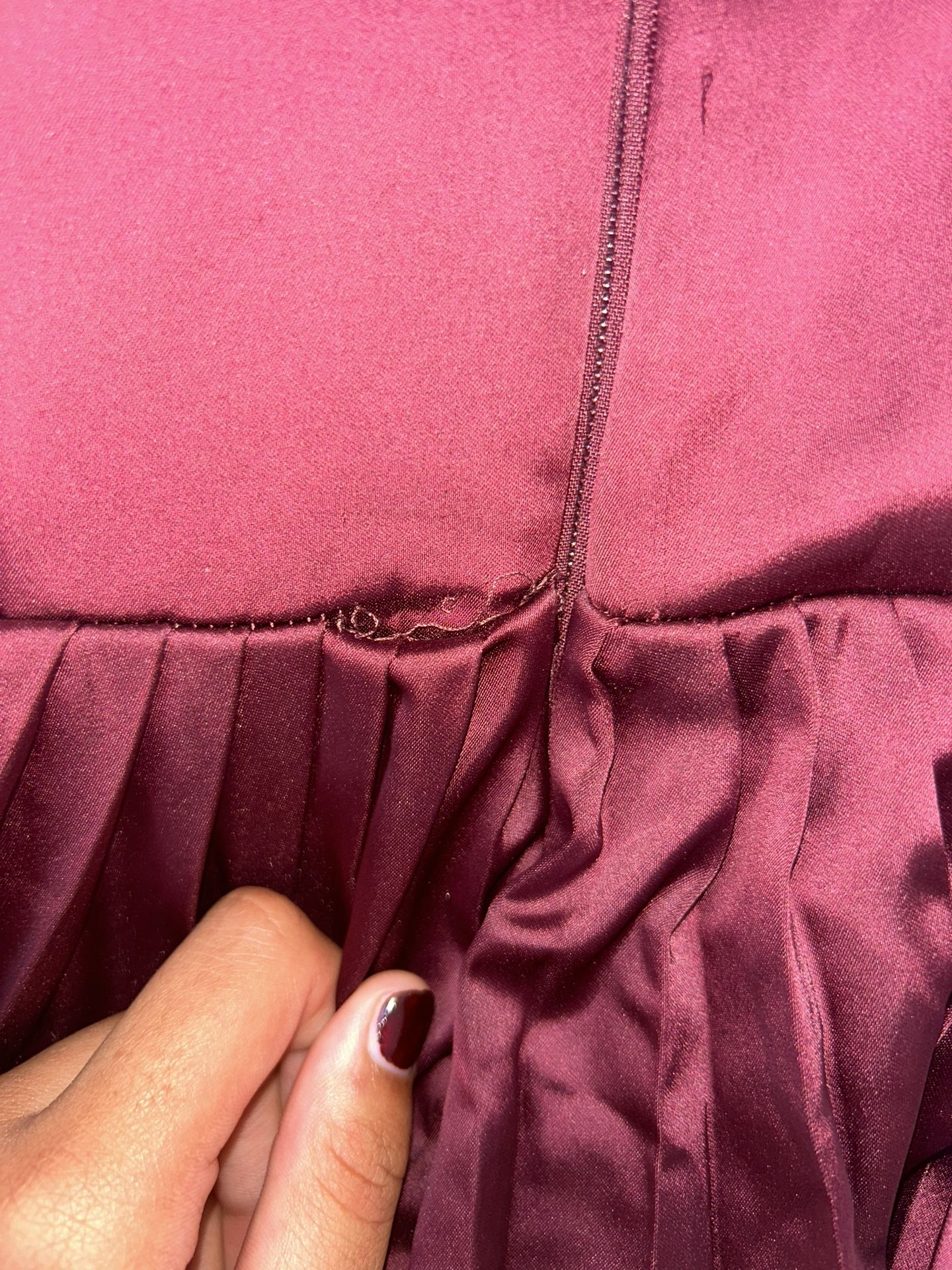 strapless open back dress Asymmetrical Pleated Maxi Dress in Wine