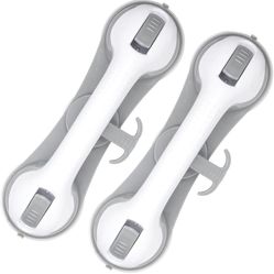 2 Pack Grab Bars for Bathtubs and Showers with 3 Suction Cups Heavy Duty Bathroom Handrails for Seniors and Elderly Safety Grip No Drilling Waterproof