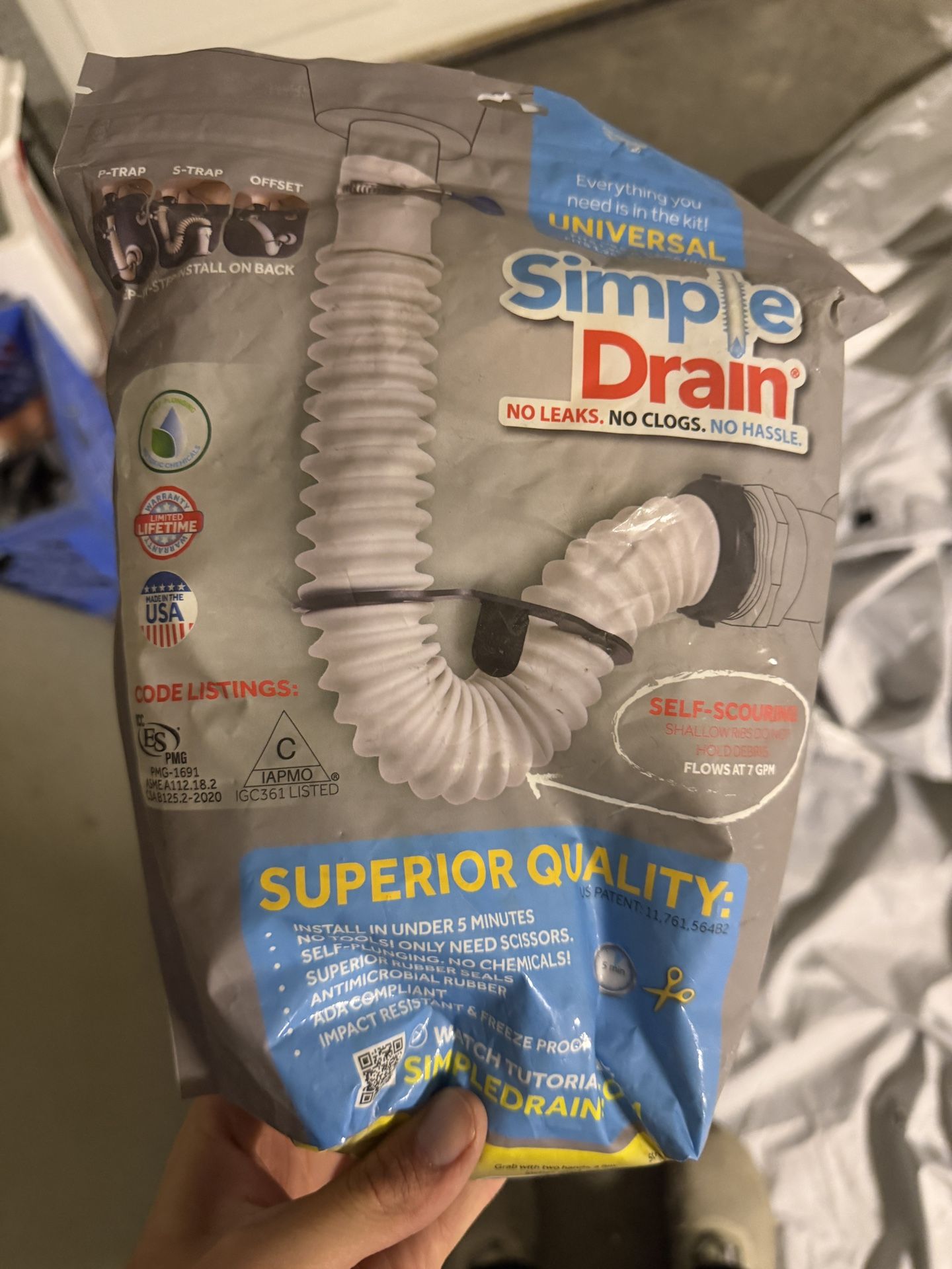 SIMPLE DRAIN 1.25 in. Rubber Threaded P-Trap Bathroom Single Sink Drain Kit