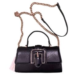 Glossy Black Crossbody Bag
