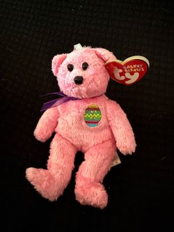 Ty Basket Beanies Eggs Pink Easter Bear – Retired – Original Tag – Easter Ornament