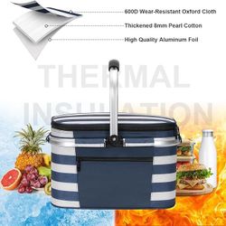 BRAND NEW Insulated Picnic Baskets Shoping Basket Cooler Bag Collapsible Portable Picnic Basket