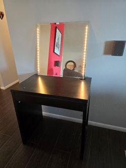 Makeup Vanity with Mirror and Bench