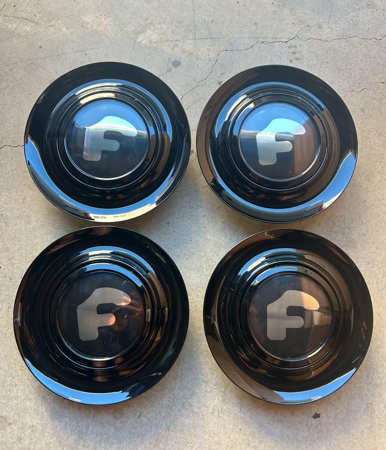4pcs Set BLACK CHROME Forgiato Floating Center Caps Forgiato XL Hubcap Rim Caps