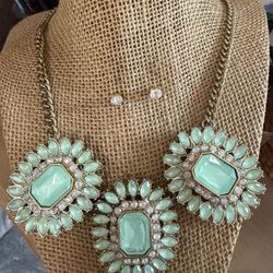 Juego Collar Aretes Piedras 