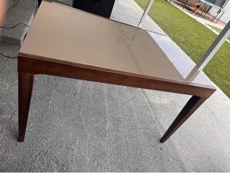 Brown Outdoor / Indoor Glass Table – Solid Frame
